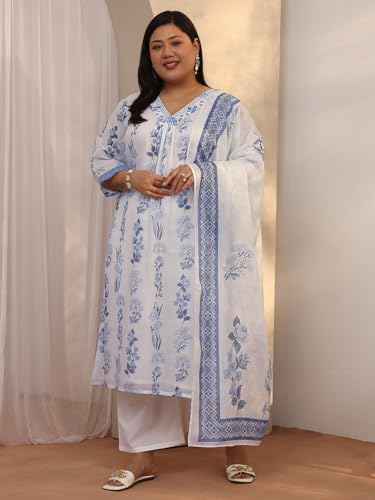 Plue Size Extra Love By Libas Printed Kota Straight Kurta Set For Women (500564-3XL)