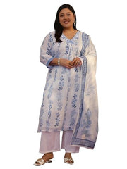 Plue Size Extra Love By Libas Printed Kota Straight Kurta Set For Women (500564-3XL)