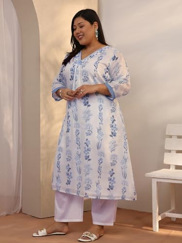 Plue Size Extra Love By Libas Printed Kota Straight Kurta Set For Women (500564-3XL)