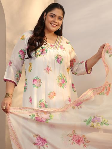 Plue Size Extra Love By Libas Printed Kota Straight Kurta Set For Women (500565-3XL)