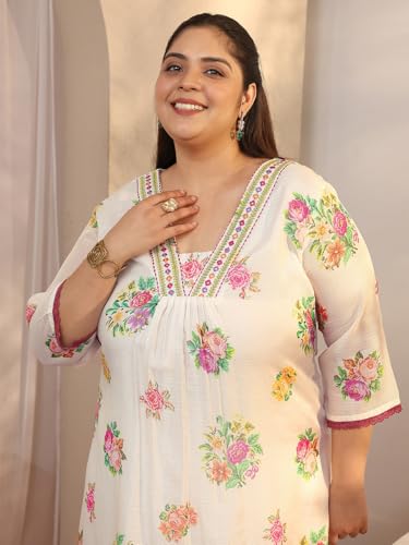 Plue Size Extra Love By Libas Printed Kota Straight Kurta Set For Women (500565-3XL)