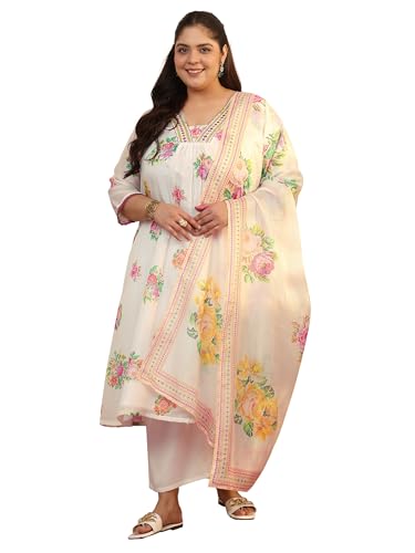 Plue Size Extra Love By Libas Printed Kota Straight Kurta Set For Women (500565-3XL)