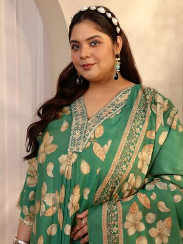 Plue Size Extra Love By Libas Printed Silk Blend Straight Kurta Set For Women (500584-3XL)