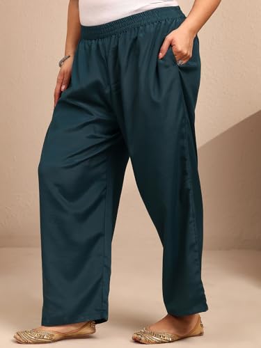 Extra Love By Libas Embroidered Silk Blend Straight Kurta With Trousers and Dupatta-500604-4XL