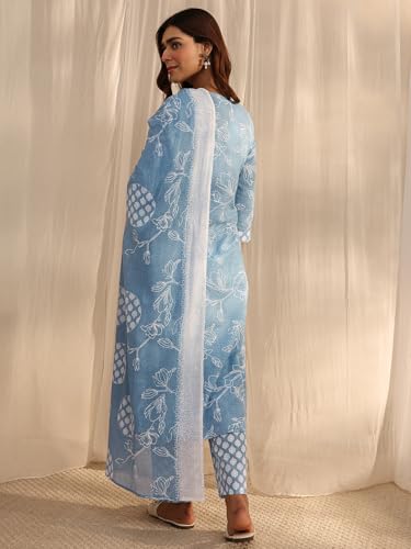 Gerua By Libas Printed Cotton Straight Kurta With Trousers and Dupatta-93175S