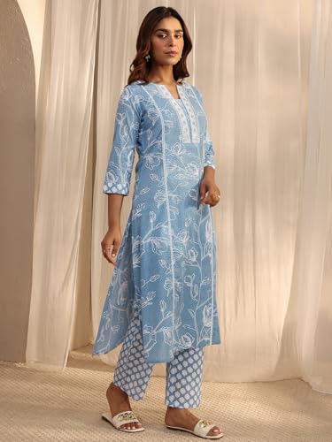 Gerua By Libas Printed Cotton Straight Kurta With Trousers and Dupatta-93175S