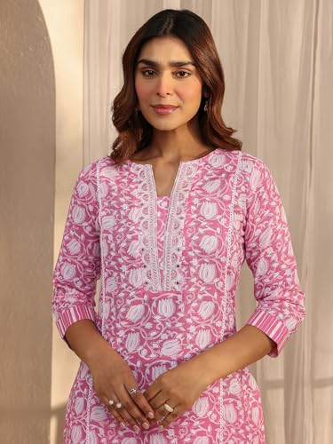 Gerua By Libas Printed Cotton A-Line Kurta With Trousers and Dupatta-93172S
