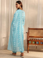 Gerua By Libas Printed Cotton A-Line Kurta With Trousers and Dupatta-93174S