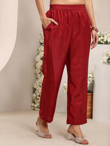 Libas Embroidered Silk Blend Straight Kurta With Trouser and Dupatta