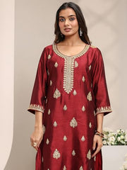 Libas Embroidered Silk Blend Straight Kurta With Trouser and Dupatta