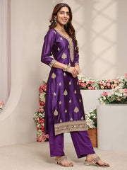 Libas Embroidered Silk Blend Straight Kurta With Trouser and Dupatta