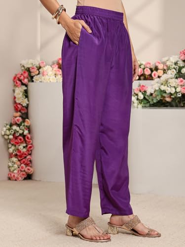 Libas Embroidered Silk Blend Straight Kurta With Trouser and Dupatta
