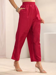 Libas Embroidered Silk Blend Straight Kurta With Trouser and Dupatta