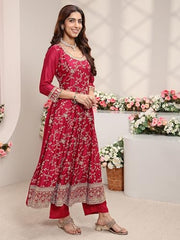 Libas Embroidered Silk Blend Anarkali Kurta With Trouser and Dupatta