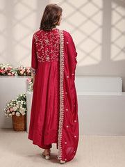 Libas Embroidered Silk Blend Anarkali Kurta With Trouser and Dupatta
