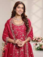 Libas Embroidered Silk Blend Anarkali Kurta With Trouser and Dupatta