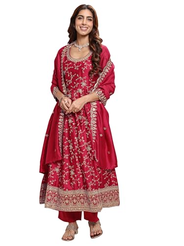 Libas Embroidered Silk Blend Anarkali Kurta With Trouser and Dupatta