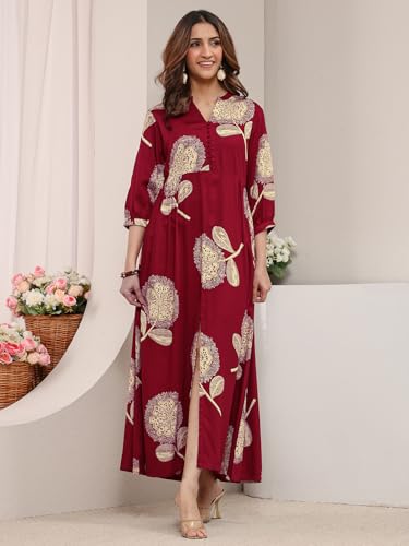 Libas Printed Silk Blend Fit and Flared Dress
