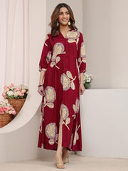 Libas Printed Silk Blend Fit and Flared Dress