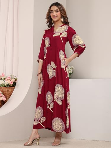 Libas Printed Silk Blend Fit and Flared Dress