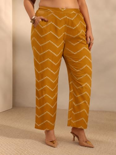 Extra Love By Libas Ethnic Motif Cotton Straight Kurta With Trouser and Dupatta