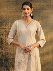 Libas Floral Embroidered Cotton Straight With Palazzo