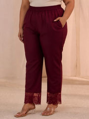 Extra Love By Libas Plus Size Solid Silk Blend Straight Kurta With Trouser