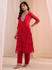 Libas Printed Chiffon Straight Kurta