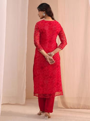 Libas Printed Chiffon Straight Kurta