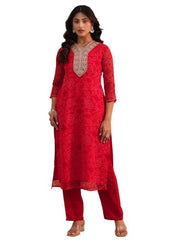 Libas Printed Chiffon Straight Kurta