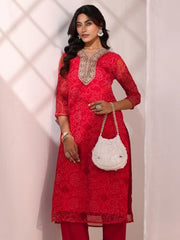 Libas Printed Chiffon Straight Kurta
