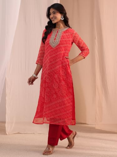 Libas Printed Chiffon Straight Kurta
