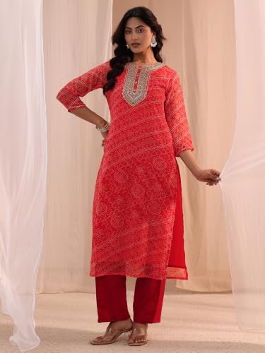 Libas Printed Chiffon Straight Kurta