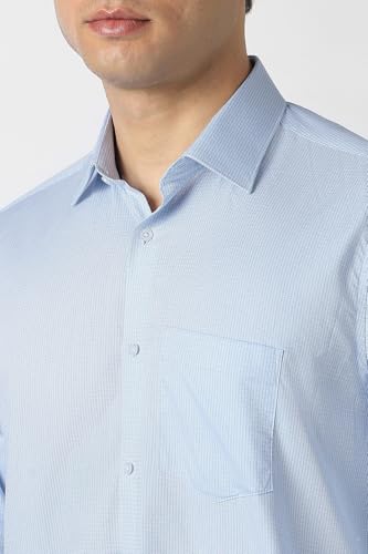 Men Light Blue Stripe Full Sleeves Wedding Shirt