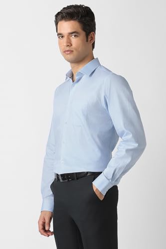 Men Light Blue Stripe Full Sleeves Wedding Shirt