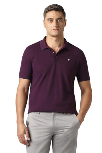 Men Purple Solid Polo Neck T-Shirt