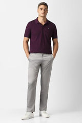 Men Purple Solid Polo Neck T-Shirt