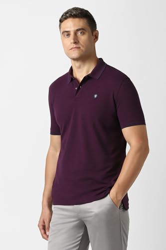 Men Purple Solid Polo Neck T-Shirt