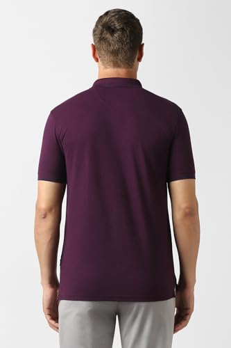 Men Purple Solid Polo Neck T-Shirt