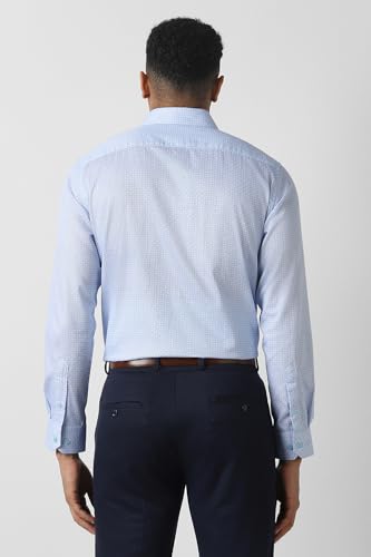 Men Light Blue Print Full Sleeves Wedding Shirt