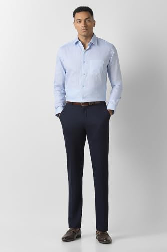 Men Light Blue Print Full Sleeves Wedding Shirt