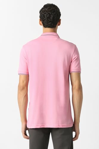Men Pink Solid Polo Neck T-Shirt