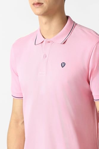 Men Pink Solid Polo Neck T-Shirt
