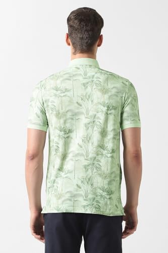 Men Green Print Polo Neck T-Shirt