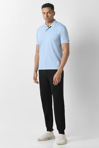 Men's light blue solid Polo neck T-shirt by Van Heusen, short-sleeve upper casual T-shirt for men.