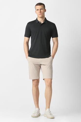 Men Black Solid Polo Neck T-Shirt