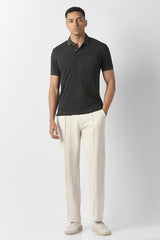 Men Black Solid Polo Neck T-Shirt