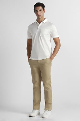 Men White Print Polo Neck T-Shirt