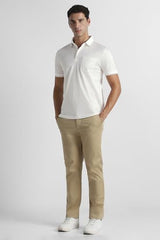 Men White Print Polo Neck T-Shirt