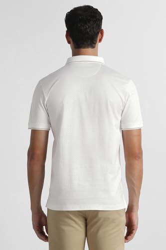 Men White Print Polo Neck T-Shirt